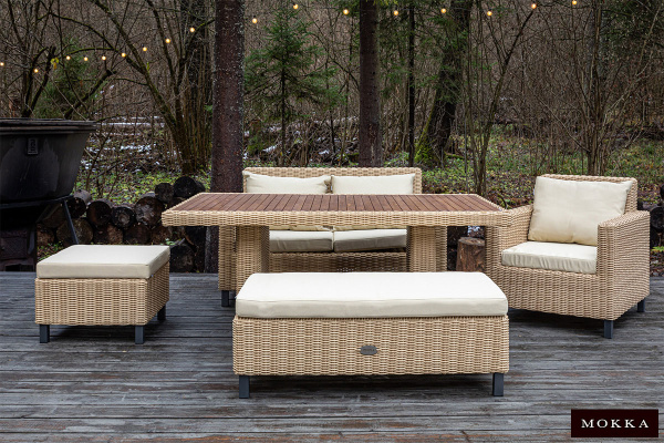 Диван 2х-местная Mokka Bella, из искуственного ротанга, /4 подушки/ цвет: соломенный