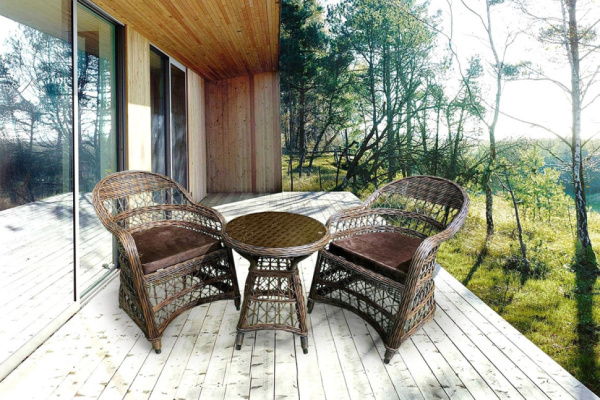 Комплект мебели Mokka Loreto, из искуственного ратанга, / 2 кресла, столик/ цвет: бронзовый