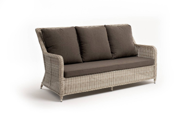 Диван 3-местный из искусственного ротанга, Гляссе бежевый