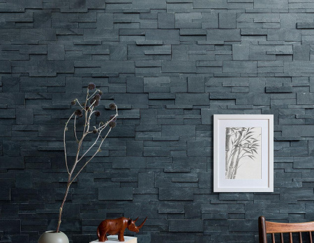 Сланец, 3D панель из камня, 350х180 мм, Modern Black Matt