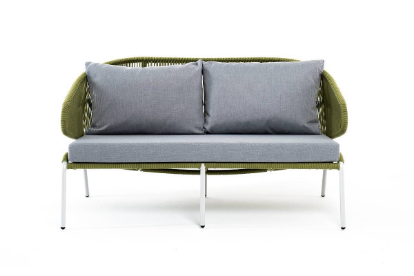 Диван 2-местный из роупа, Милан,карк алюм светло-серый муар,роуп салатовый меланж круг,ткань светлая