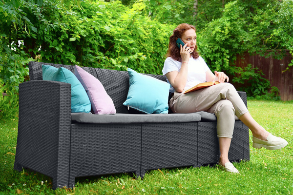 Диван трехместный Arizona, из искуственного ротанга цвет: антрацит