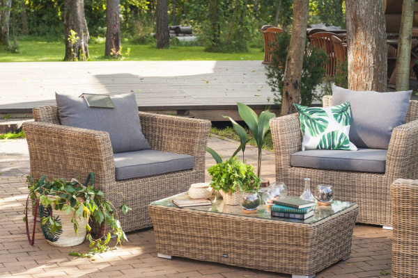 Стол журнальный из искусственного ротанга, Капучино цвет: соломенный