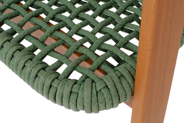 Стул из роупа, Амстердам, каркас алюминий, роуп зеленый круглый, ткань зеленая