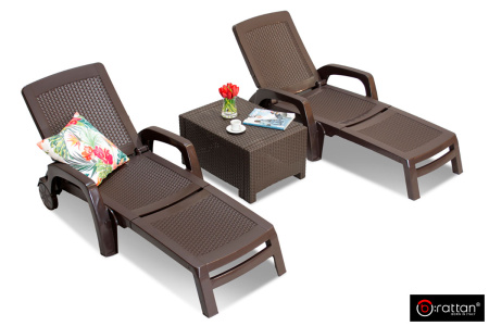 Шезлонг B:Rattan Miami складной, цвет: коричневый