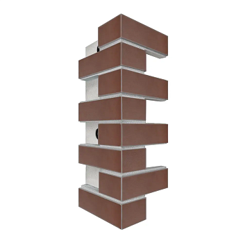 Термопанель угловая Европа с плиткой Keramin, 250х250х600 мм, 60 мм ППС, рельефный, цвет: Амстердам 4