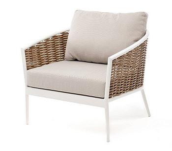 Кресло плетеное из искусственного ротанга, Тоскана, цвет: соломенный