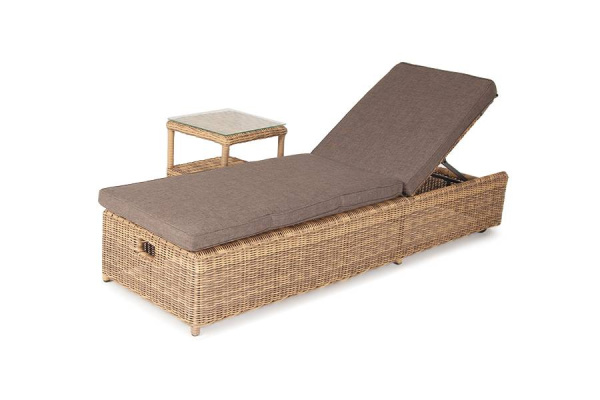 Комплект шезлонг со столиком из искусственного ротанга, Рим соломенный