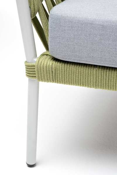 Диван 2-местный из роупа, Диего,карк алюм светло-серый муар,роуп салатовый меланж круг,ткань св.сера