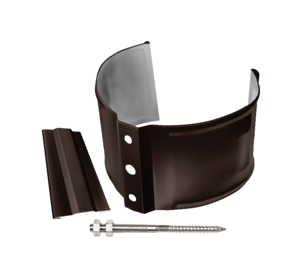 Хомут трубы металлический на кирпич Grand Line Ø 87 мм, цвет: шоколад