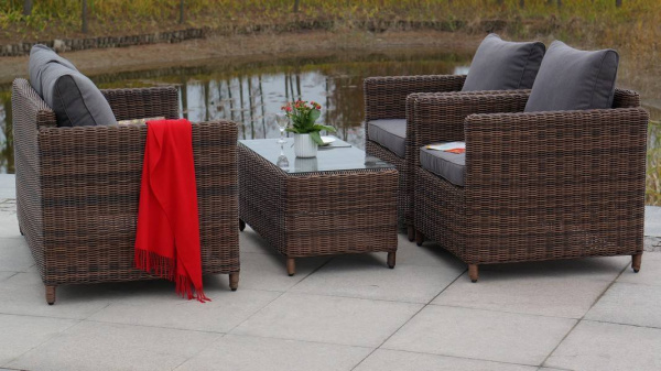 Стол журнальный из искусственного ротанга, Кон Панна цвет: коричневый