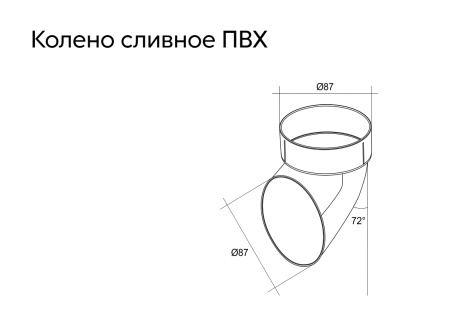 Колено сливное пвх, Grand Line Ø 87 мм, цвет: черный