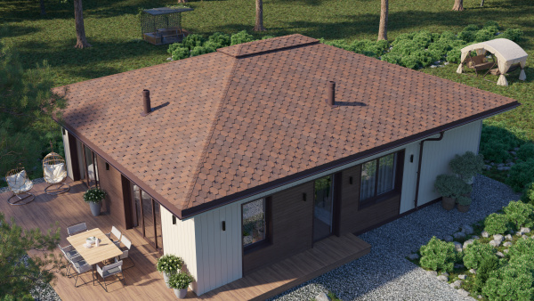 Битумная черепица Tegola Business Unica, Veneto цвет: marrone 423, 2.86 м² / уп.