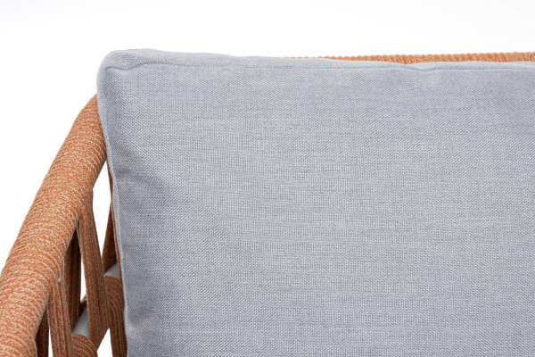 Диван 2-местный из роупа, Диего, карк алюм светло-серый муар,роуп оранжевый меланж круг,светло-серая