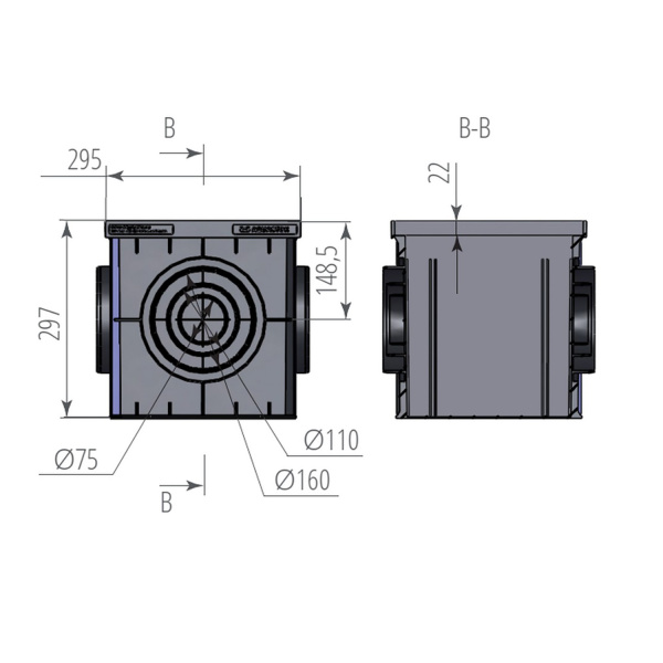 Дождеприемник пластиковый Aquastok, 300х300 мм, в сборе, кл. В, арт. 4330V