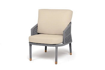 Кресло из роупа, Верона, каркас алюминий светло-серый муар,роуп светло-серый круг,ткань Mossle беж