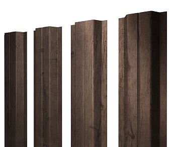 GL Штакетник П-образный А с прямым резом 0.45 мм, Print Premium, Almond Wood Fresh