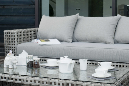 Диван 3-местный из искусственного ротанга, Тито, цвет серый