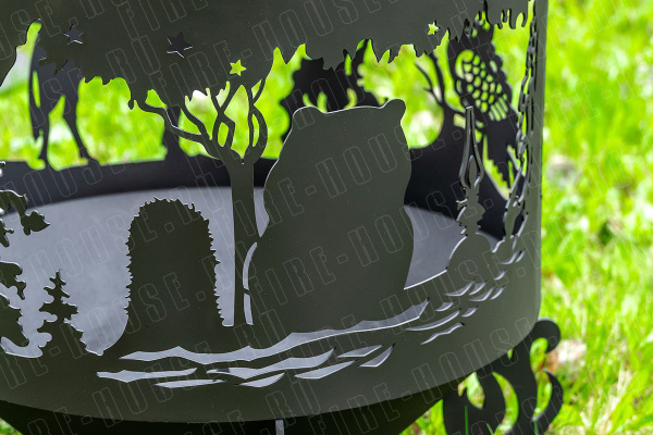 Костровая чаша с коническим дном, Ø600, Н=570 мм, "Ежик в тумане"