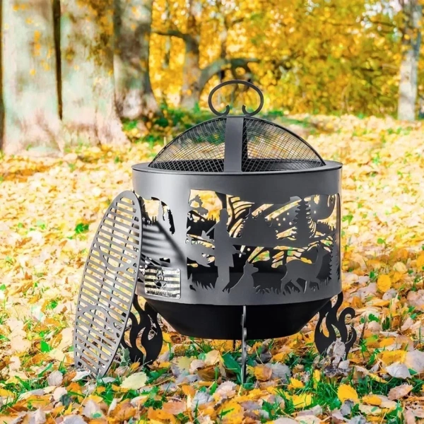 Костровая чаша с коническим дном, Ø1000, Н=700 мм, "Охота и рыбалка"