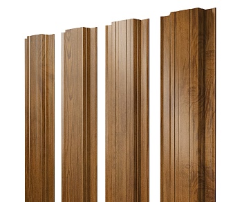 GL Штакетник Прямоугольный с прямым резом 0.45 мм, Print-double Premium, Golden Wood