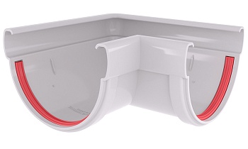 Угол желоба универсальный 90° пвх, Grand Line дизайн Ø 135 мм, цвет: белый