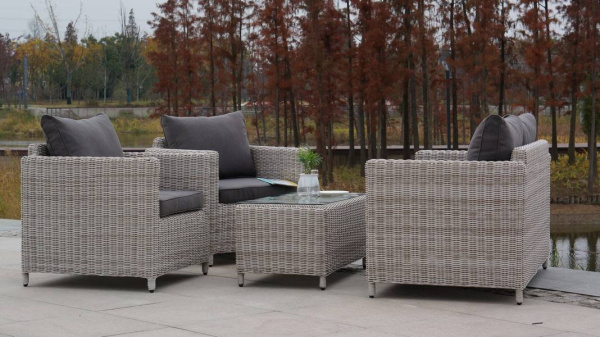 Стол журнальный из искусственного ротанга, Кон Панна цвет: бежевый