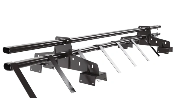 Снегозадержатель для профнастила Н-114 Borge L=1500 мм 2 опоры, 2 трубы, овал 25х45 RAL 8019 matt