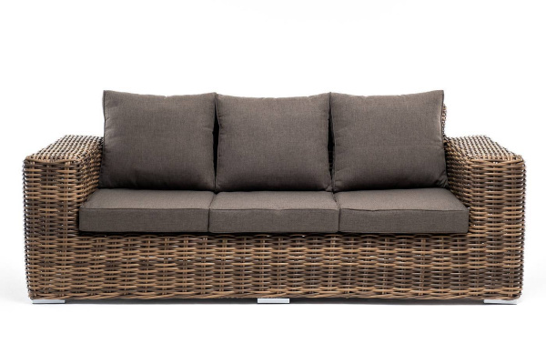 Диван 3-местный из искусственного ротанга, Палермо, цвет: соломенный