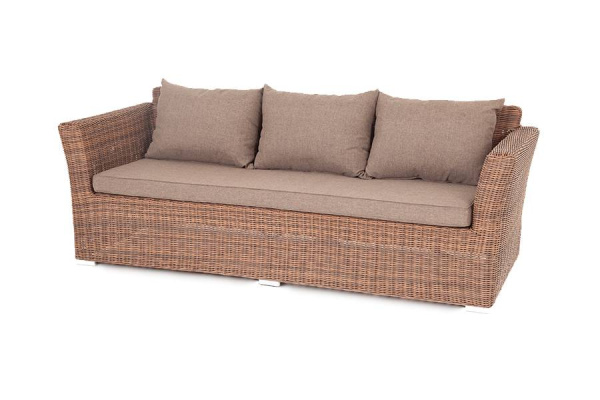 Диван 3-местный из искусственного ротанга, Капучино коричневый