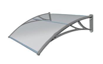 Козырек Krovent из поликарбоната 1500 мм х 930 мм, серебристый, кронштейн серебристый