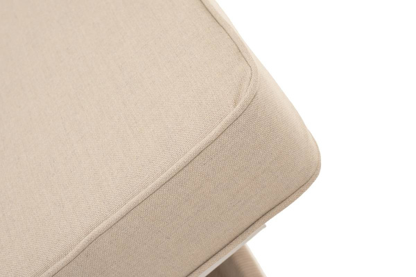 Шезлонг плетеный из роупа, Ривьера, каркас алюминий белый муар, роуп бежевый круг, ткань бежевая 052