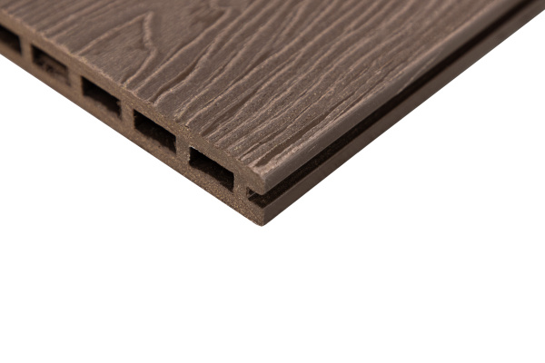 Доска-ступень стартовая ДПК Grand Line, 160х22 мм, L=4000 мм, 3D Wood, Тиснение дерево, шоколад