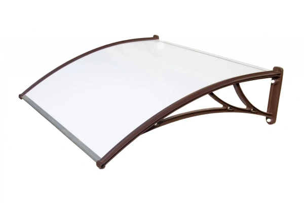 Козырек STOPrain 1200 мм х 930 мм, молочный, кронштейн коричневый