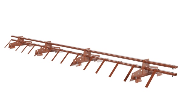 Снегозадержатель для профнастила Н-60, Н-75 Borge L=3000 мм, 4 опоры, 2 трубы, овал 25х45 RAL 8004