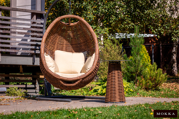 Кресло подвесное Mokka Majorca из искусственного ротанга цвет: капучино