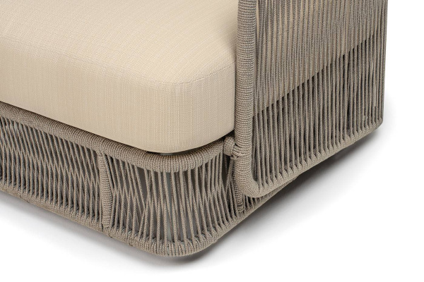 Кресло из роупа, Альбано, карк алюминий светло-серый муар,роуп серый меланж круг,ткань Mossle беж