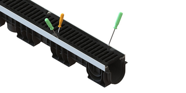 Решетка водоприемная Standartpark, Drive DN100, щелевая чугунная, кл.D, арт: 203043