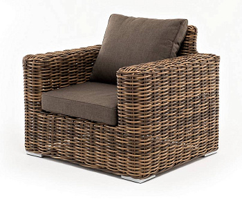 Кресло плетеное из искусственного ротанга, Палермо, цвет: соломенный