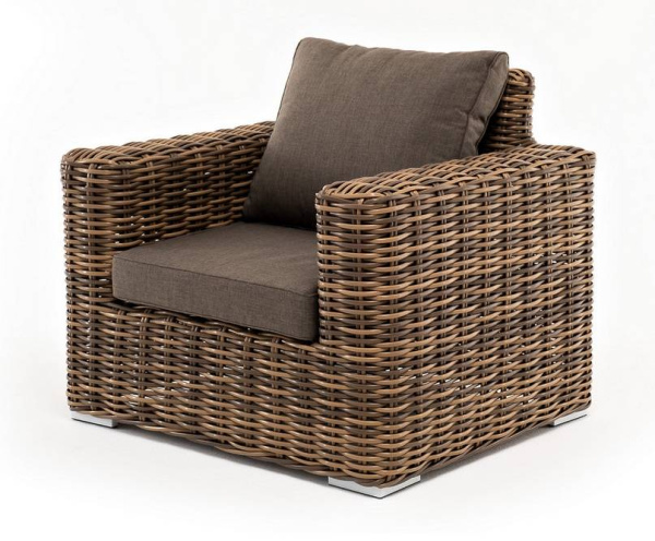 Кресло плетеное из искусственного ротанга, Палермо, цвет: соломенный