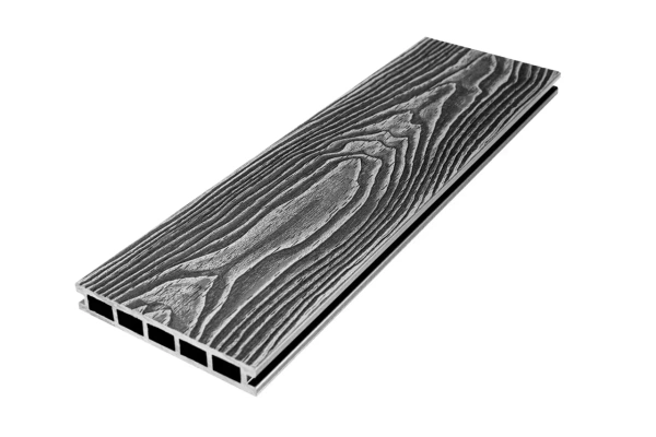 Террасная доска UnoDeck Vintage 150 мм, L= 4000 мм тиснение дерево, цвет: графит