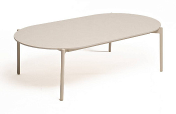 Стол журнальный из искусственного камня, овальный,  Аликанте, 130х70 см, Н 38 см, цвет: белый