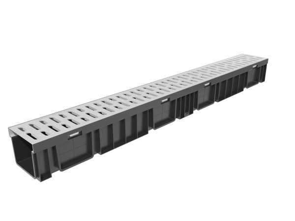 Комплект Gidrolica Light, лоток DN100 h96, стальная штампованая решетка, А15, 080066