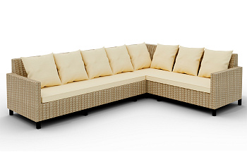 Диван угловой Mokka Bella, из искуственного ротанга, /13 подушек/ цвет: соломенный