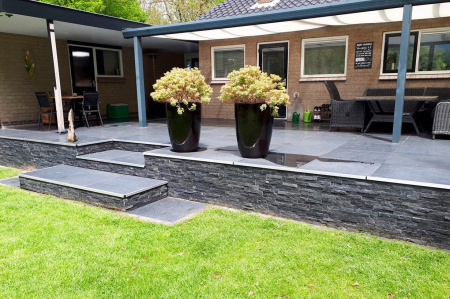 Кварцит, 3D панель из камня, 600х150 мм, Classic Black Quartz, 8 шт/уп