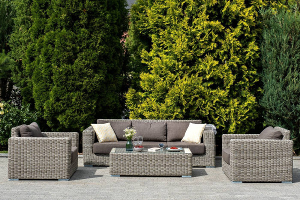 Стол журнальный из искусственного ротанга, Боно цвет: серый