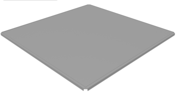 Потолочная кассета алюминиевая Grand Line, Tegular 45°, открытого типа, 595х595 мм глянцевая, 0.3 мм, Al, серебристый