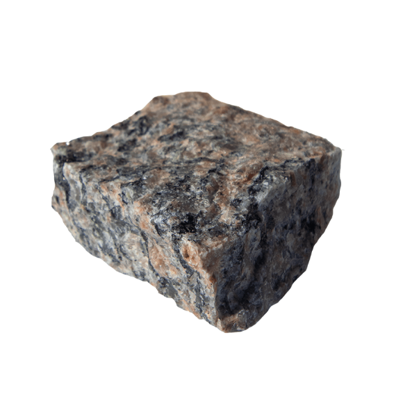 Гранитная брусчатка Ладожская 50 мм 100х100, колотая, цвет: серо-розовый