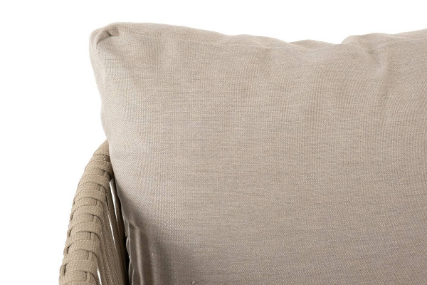 Диван 3-местный из роупа, Мальорка, основание дуб, роуп серо-коричневый 23мм, ткань бежевая