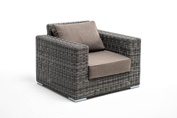 Кресло плетеное из искусственного ротанга, Боно, с подушками графит